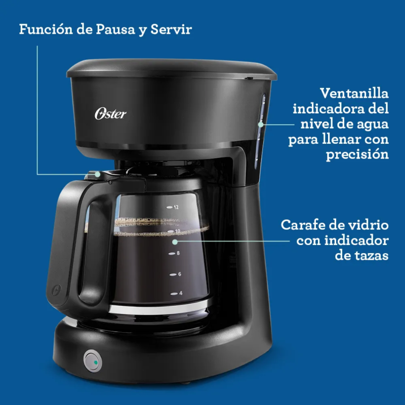 Comprar Cafetera Oster De 12 Tazas Negra en Electroshopy - Ángulo 2